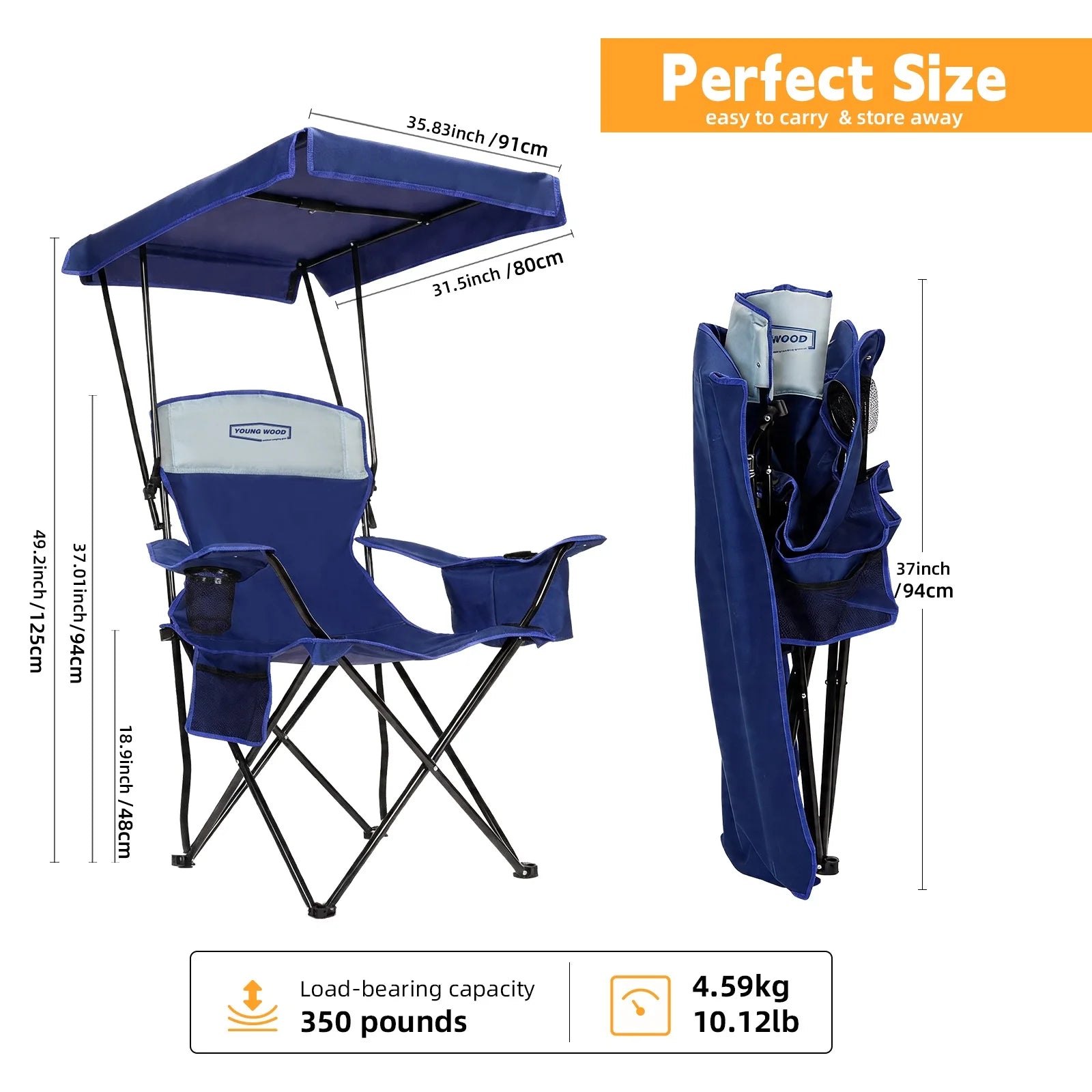 GERC Foldable Camping Chair With Sun Shade, Cooler Bag And Cup Holder Pocket by S And B Enterprise