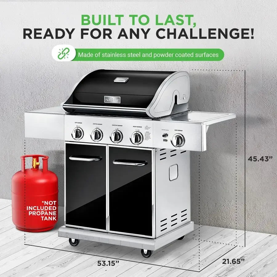 XMSJ HeavyDuty 5 Burner Propane Gas Grill With Electronic Ignition by S And B Enterprise