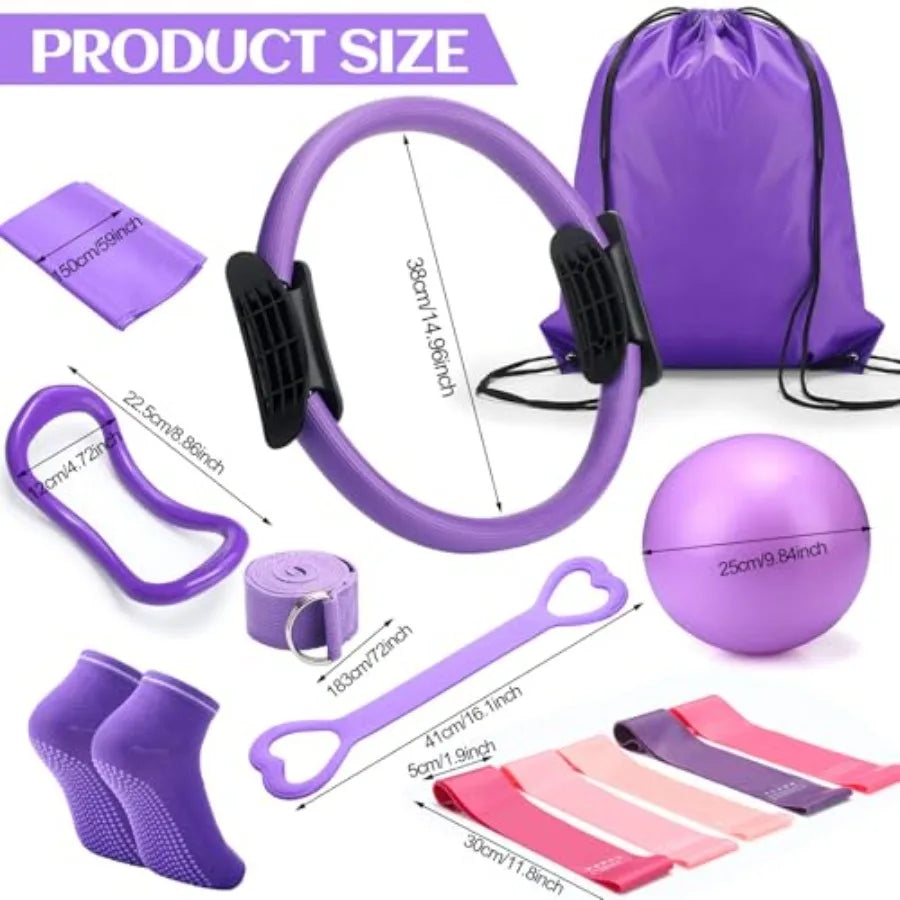Pilates Ring Circle Set 18-Piece Exercise Accessories For Women Yoga