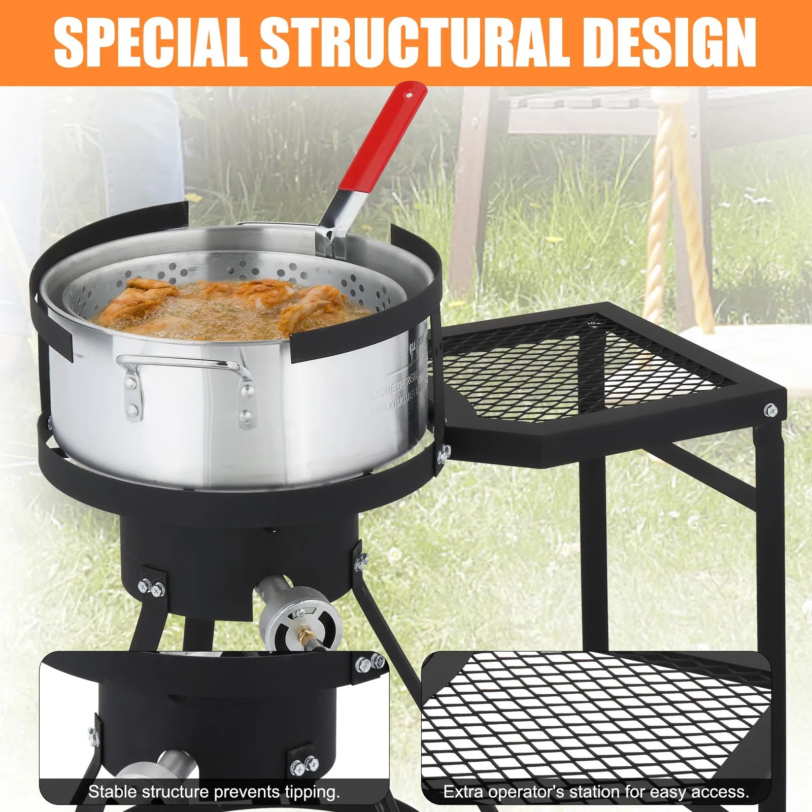 30QT Deep Turkey Fryer Pot 55,000BTU for Outdoor Camping Propane Burner Cooker by S And B Enterprise
