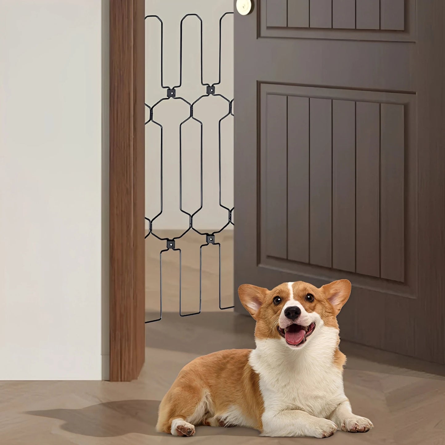 Metal Retractable Door Barrier Foldable Safety Dog Gate Chew Proof Metal Pet Gate for Front Door Doorway Indoor Home