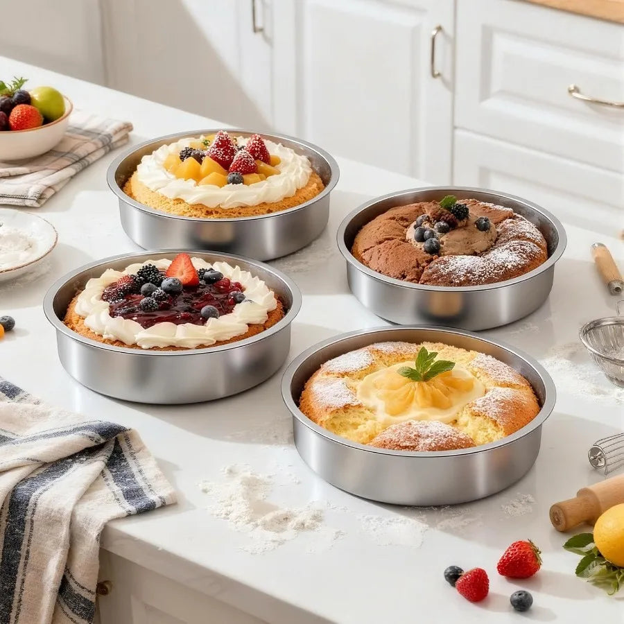SHXI Stainless Steel Cake Pan Set Round Baking Pans