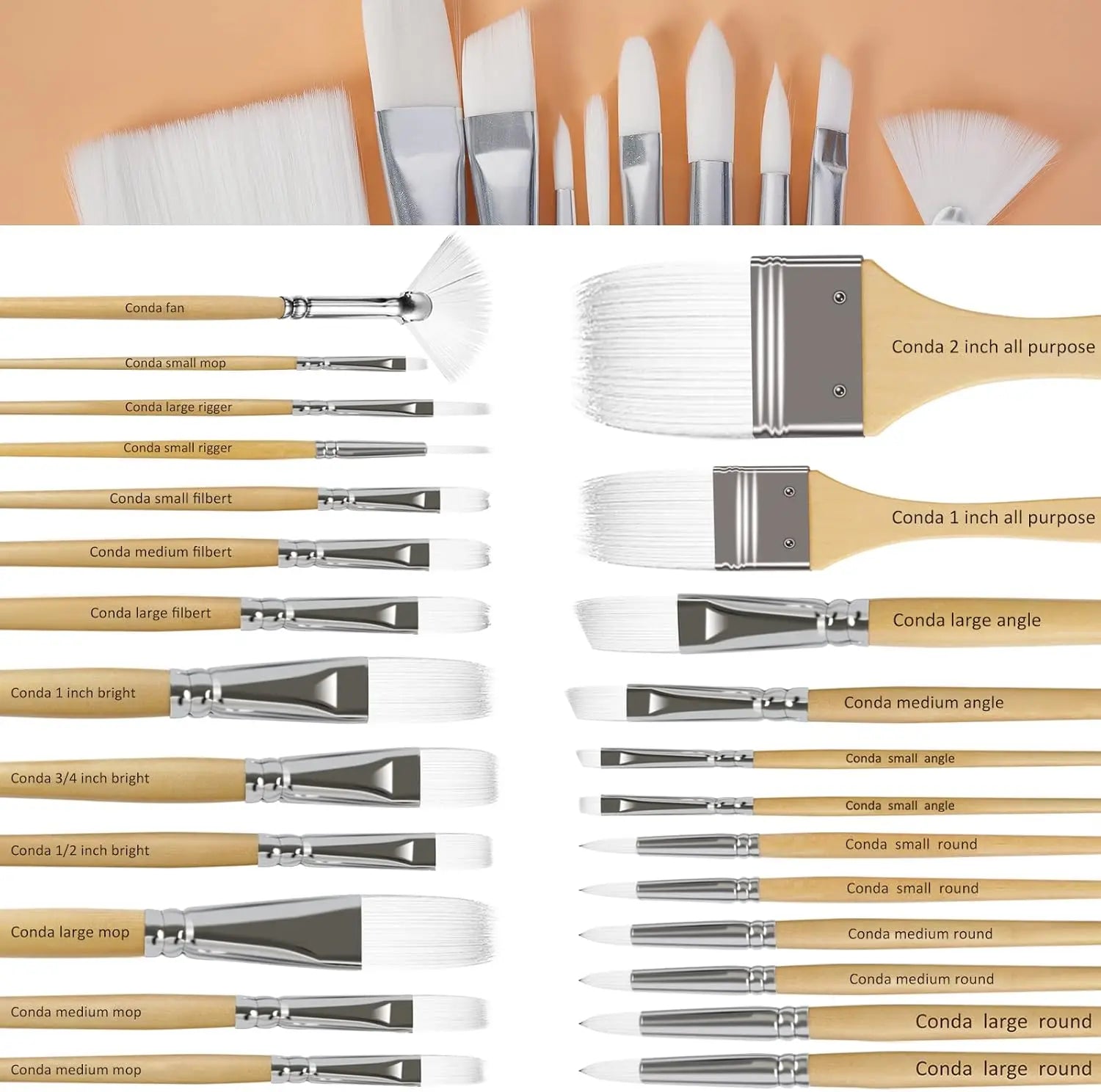 Professional Paint Brush Set 24 Piece For Oil Acrylic Watercolor by S And B Enterprise