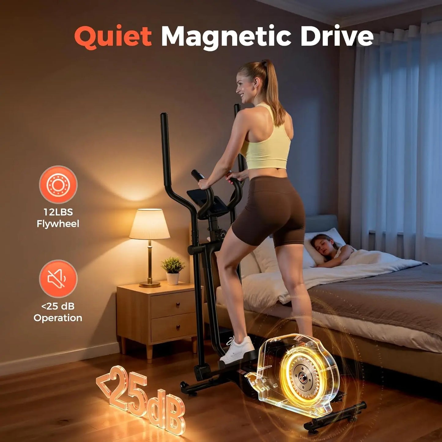 YOSUDA Foldable Elliptical Exercise Machine for Home, 15 Inch Stride Compact Folding Elliptical Trainer, Only 2 Sq.Ft Foldable Design for Small Spaces, Elliptical Cross Trainer with 16 Levels Magnetic Resistance by S And B Enterprise
