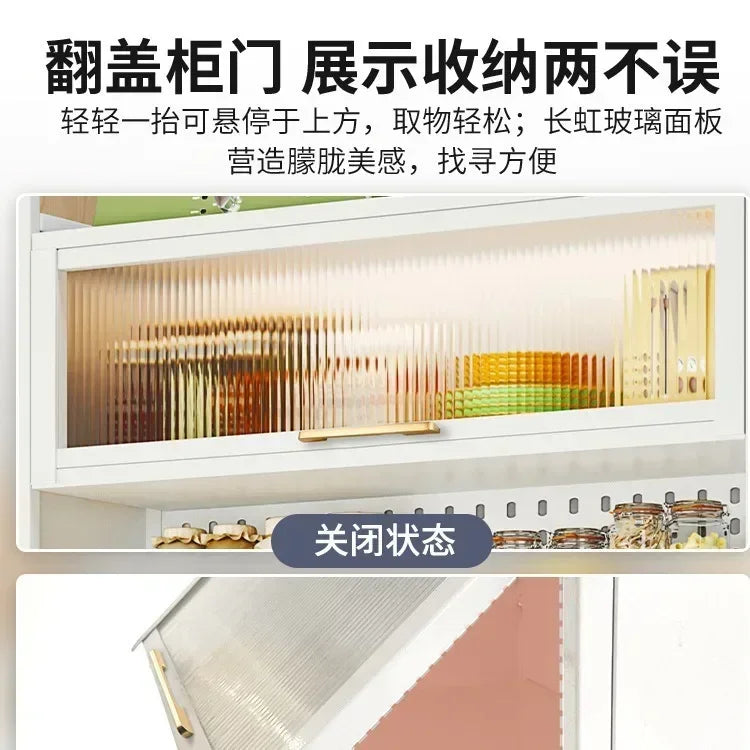 Modern Kitchen Cabinet Hutch Movable Full Door Glass Cabinet Storage Display Cupboards Multi-functional Cupboard Storage Door by S And B Enterprise