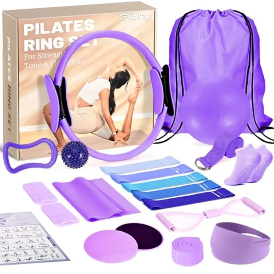 Pilates Ring Set for Women, Pilates Set with Magic Circle, Ball and Resistance Bands, Pilates Kit for Home Workout, Pilates Equ by S And B Enterprise