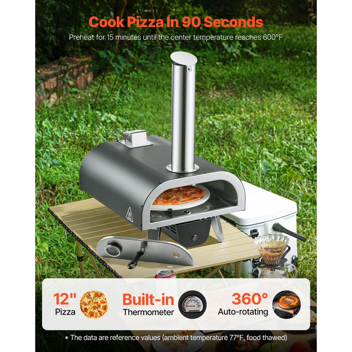 VEVOR Outdoor Pizza Oven Wood Fired With Thermometer Electric Rotation by S And B Enterprise