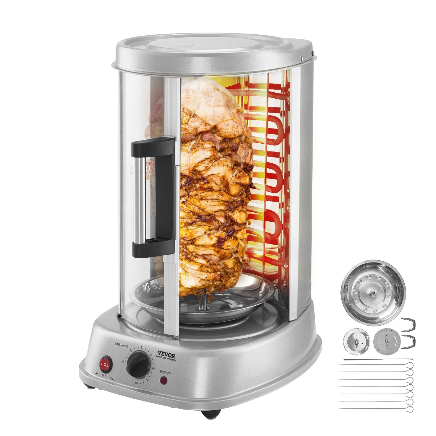 SucceBuy Shawarma Grill Machine Vertical Chicken Shawarma Cooker Machine Electric Stainless Steel Broiler Gyro Rotisserie Oven D by S And B Enterprise