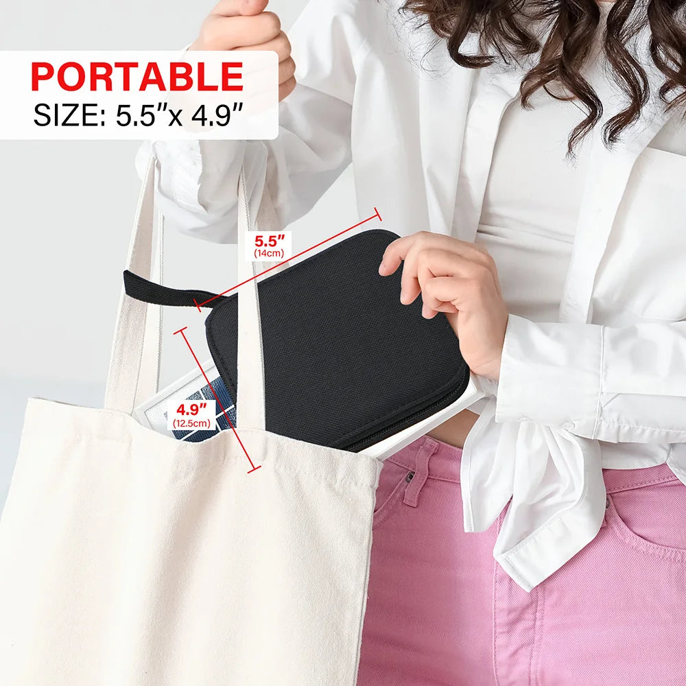Sewing kit case by S And B Enterprise; portable black canvas, mini travel size 5.5 x 4.9 in