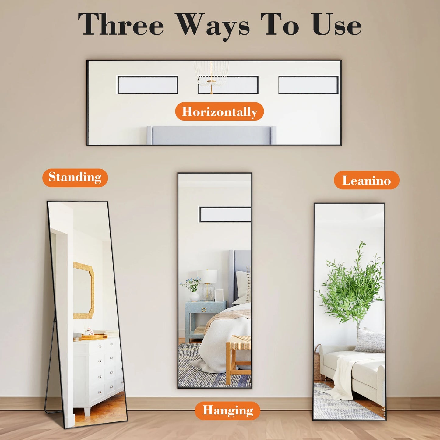 JHK Arched Full Length Mirror With Stand Aluminum Frame For Bedroom by S And B Enterprise