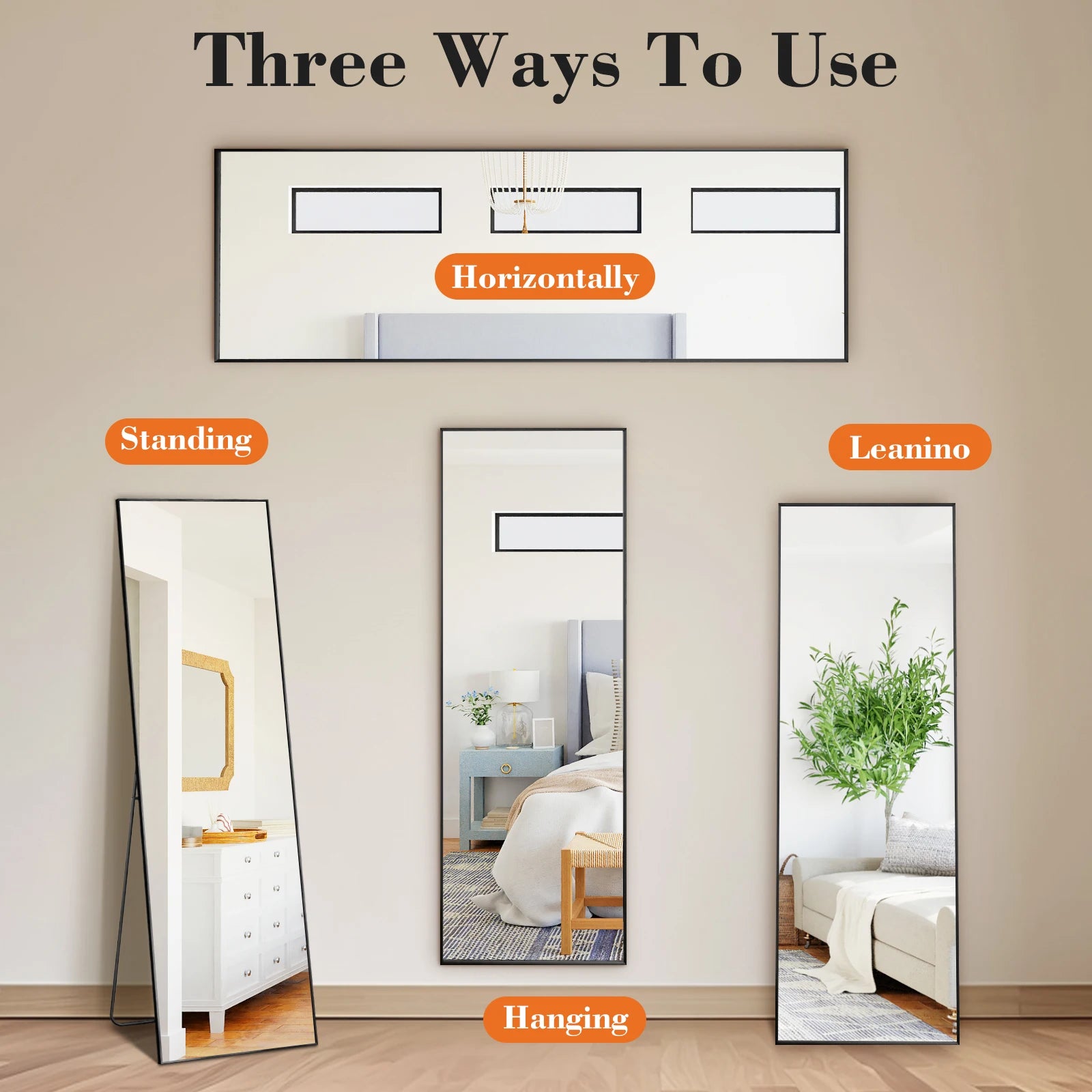 JHK Arched Full Length Mirror With Stand Aluminum Frame For Bedroom by S And B Enterprise