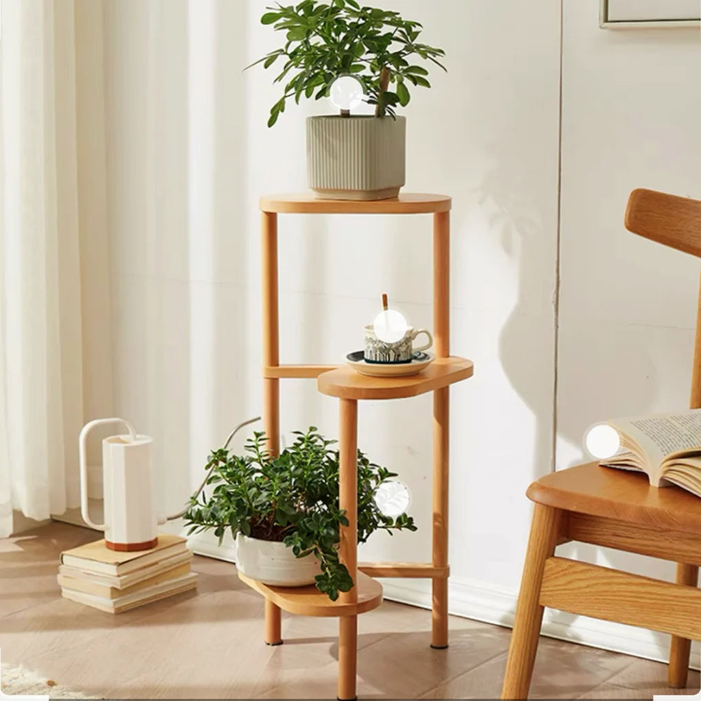 Wisfor 3 Tier Bamboo Plant Stand Corner Shelf Rack by S And B Enterprise