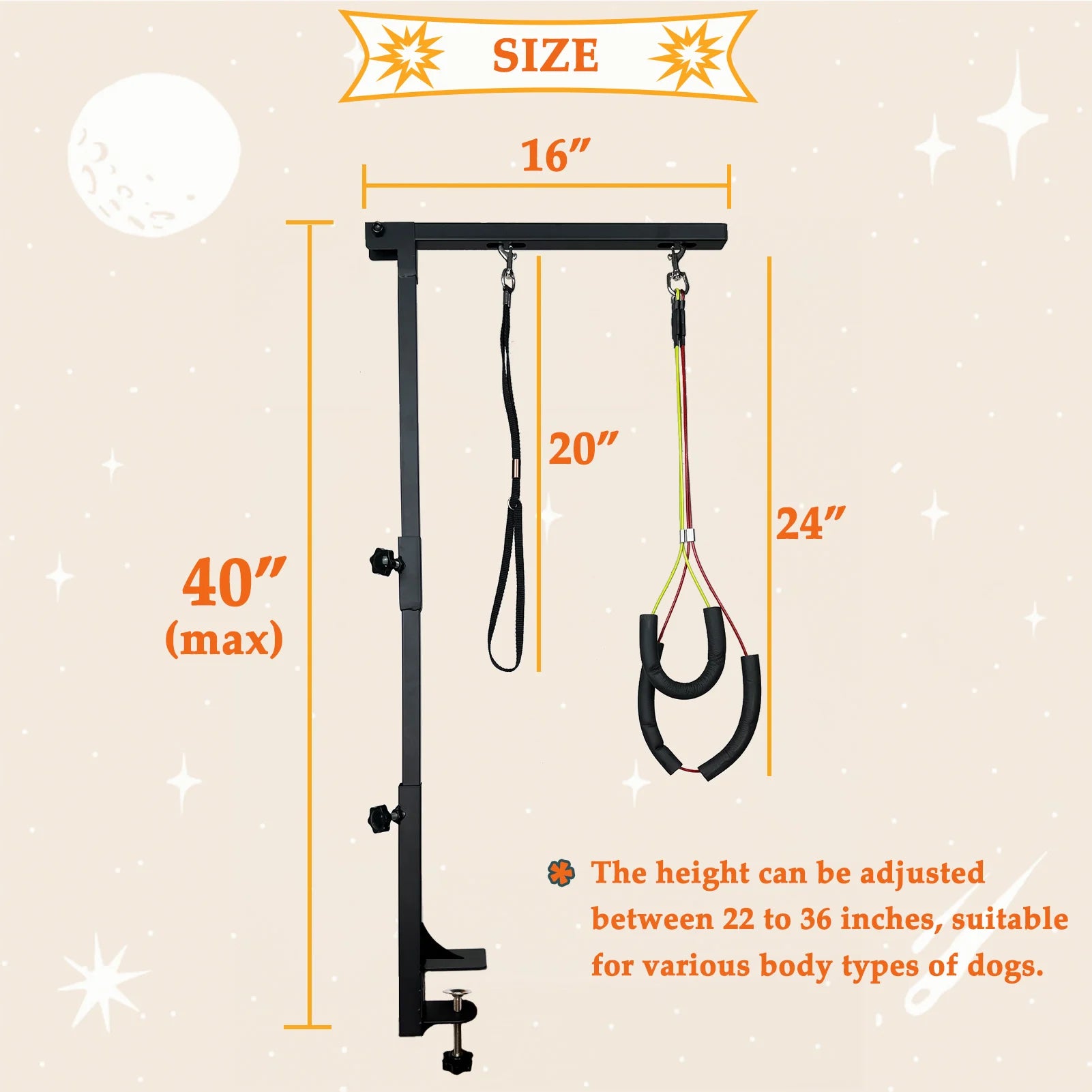 Dog Grooming Table Arm Height Adjustable Two No Sit Haunch Holder Three Section Design Suitable for Medium, Small Dogs, and Cats by S And B Enterprise