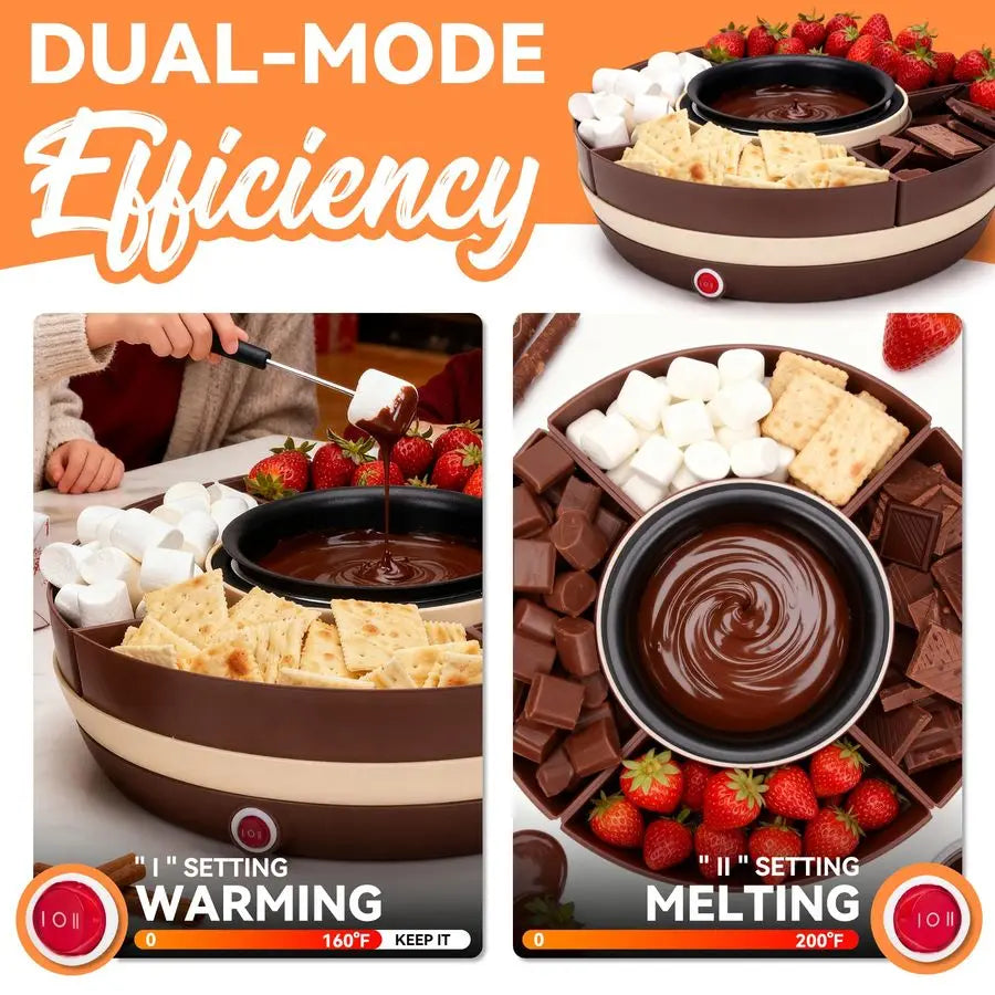 XMSJ Chocolate Fondue Machine 4 Section Electric Warmer