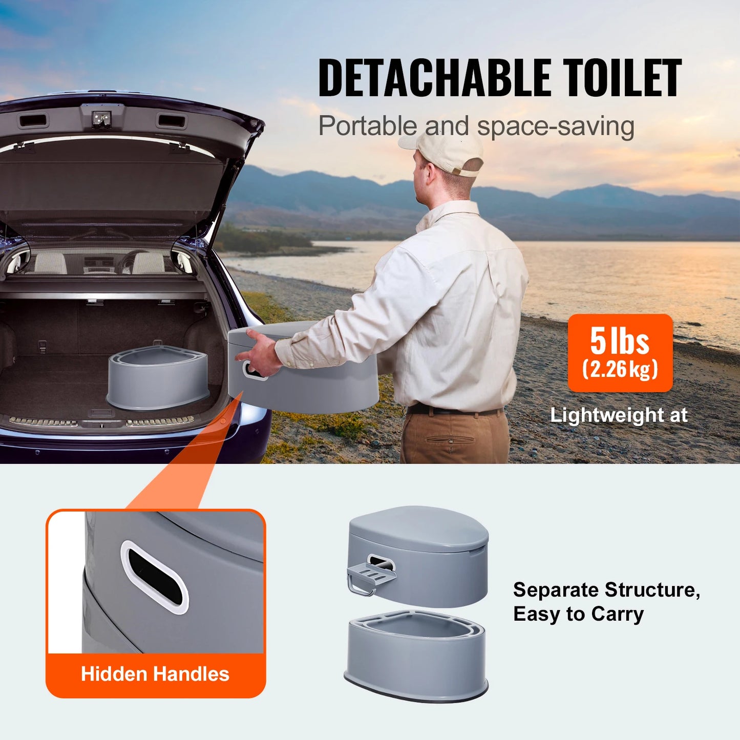 SucceBuy Portable Camping Toilet With Detachable Inner Bucket