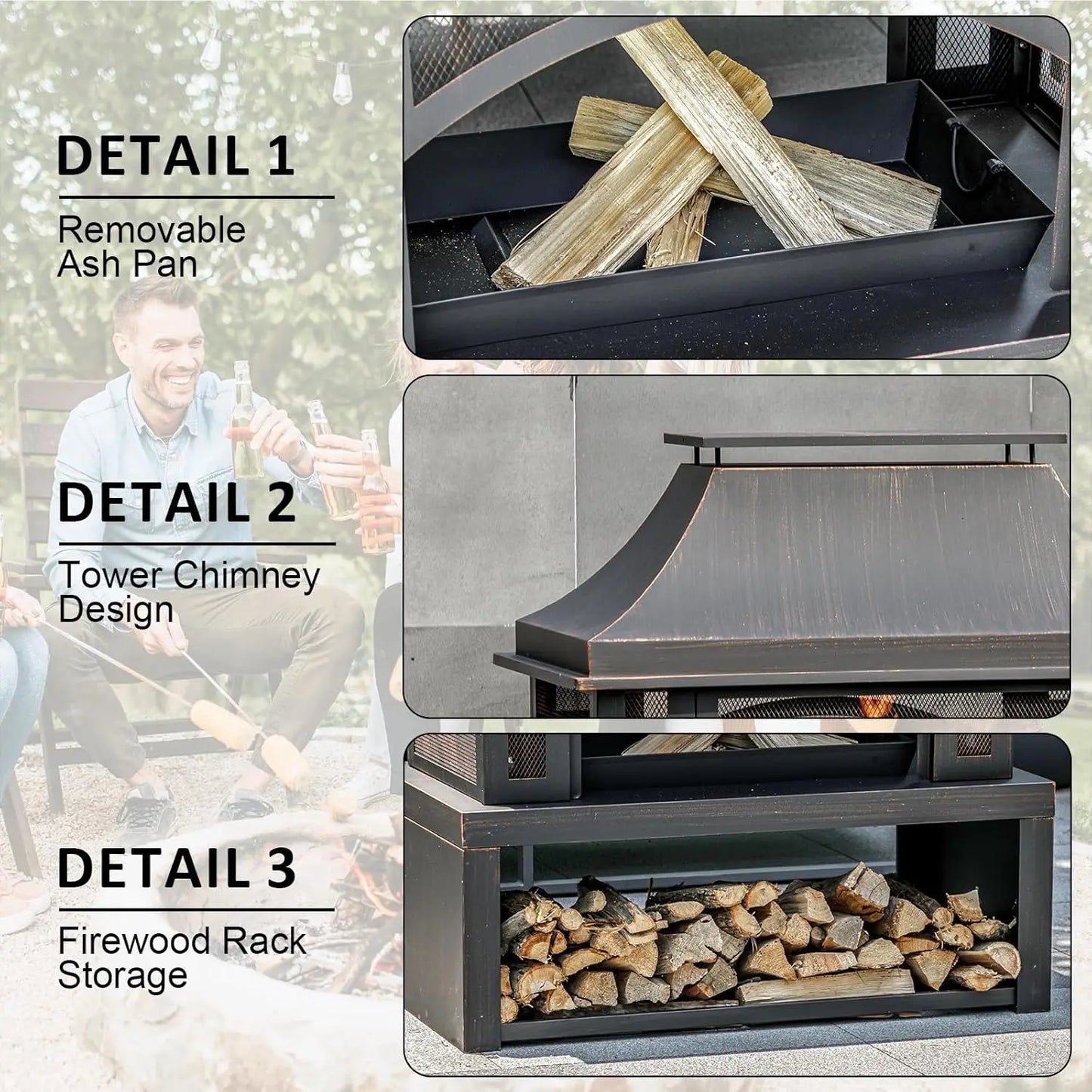 Wood Burning Outdoor Fireplace With Chimney And Spark Screen by S And B Enterprise