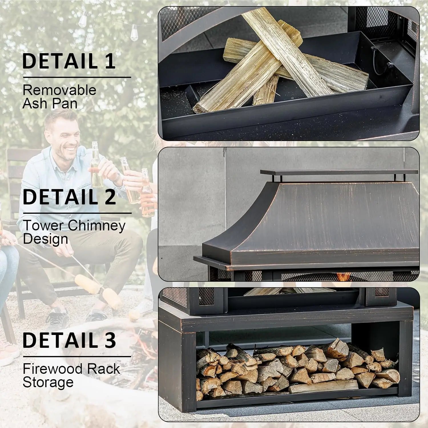 Wood Burning Outdoor Fireplace With Chimney And Spark Screen by S And B Enterprise