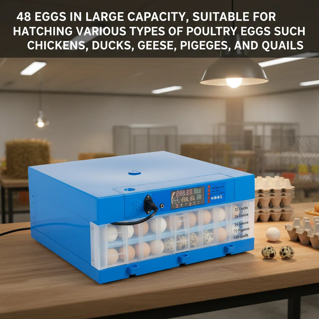 48 Egg Incubator With Automatic Turner Dual Power AC110V DC12V