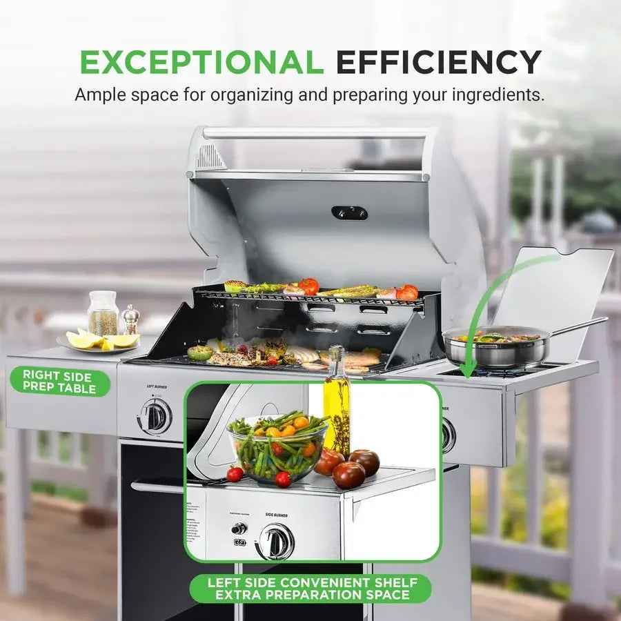 XMSJ HeavyDuty 5 Burner Propane Gas Grill With Electronic Ignition by S And B Enterprise