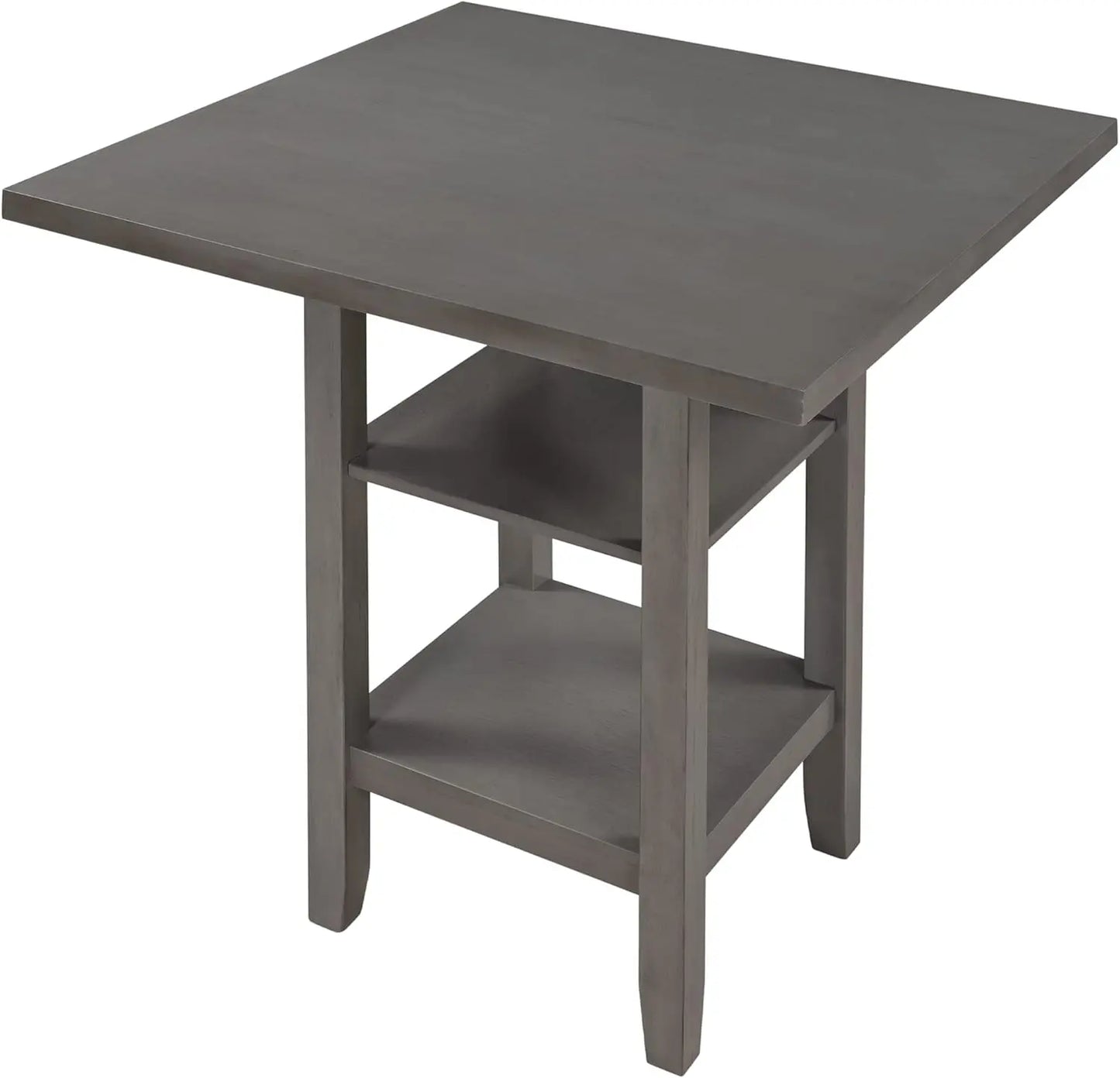 5 Piece Kitchen Dining Table Set with Padded Chairs for 4 Solid Wood Dining Room Table Set with Shelves for Storage, Gray