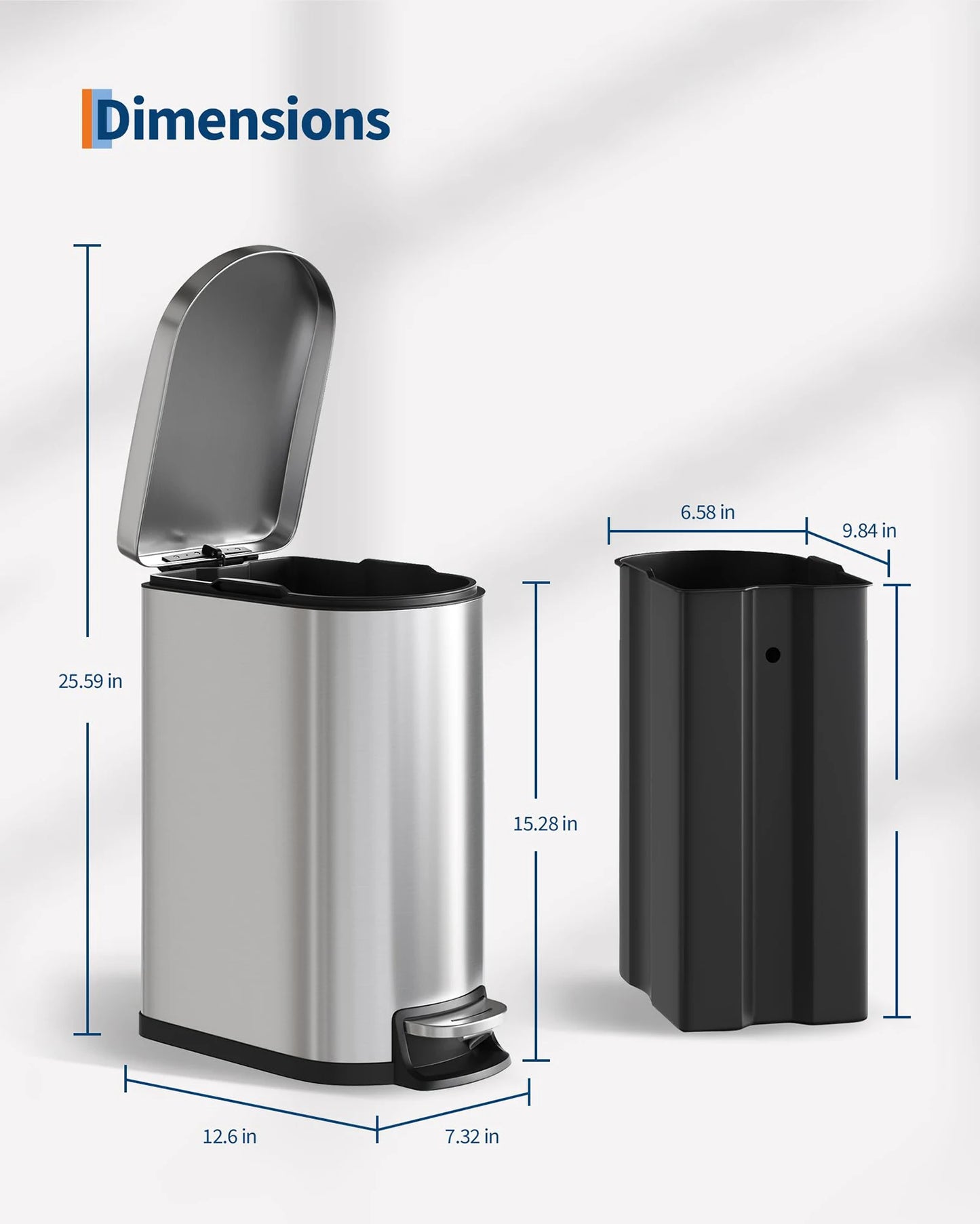 Twister Stainless Steel Step-On Trash Can Duo For Kitchen Bathroom