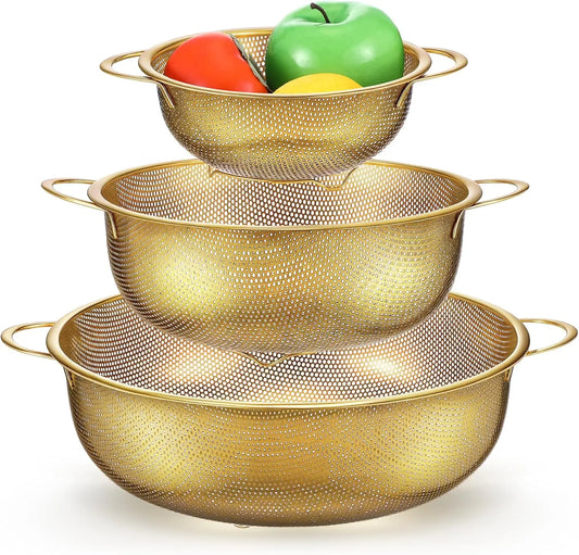 Stainless Steel Colander With Handle For Pasta Rinsing