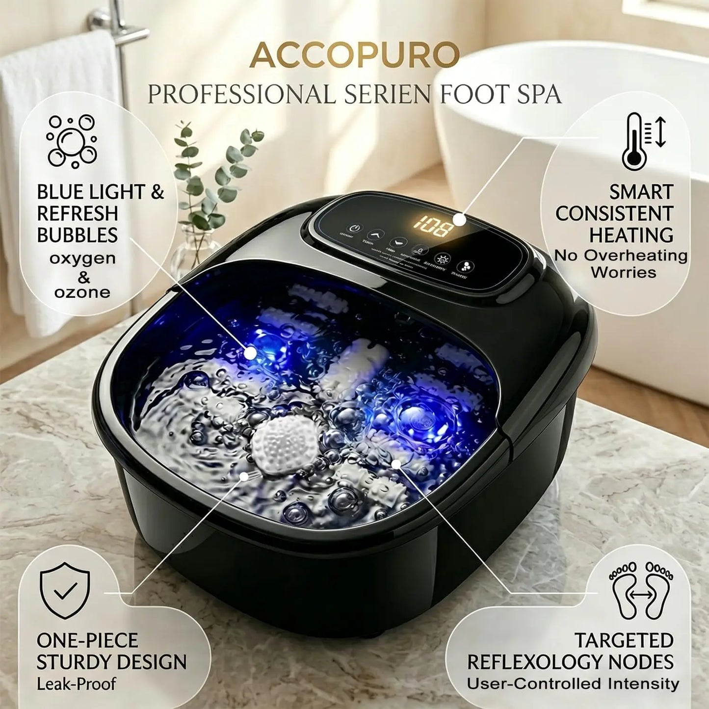 Foot Spa Bath Massager With Ozone UV Heat Bubbles Rollers by S And B Enterprise