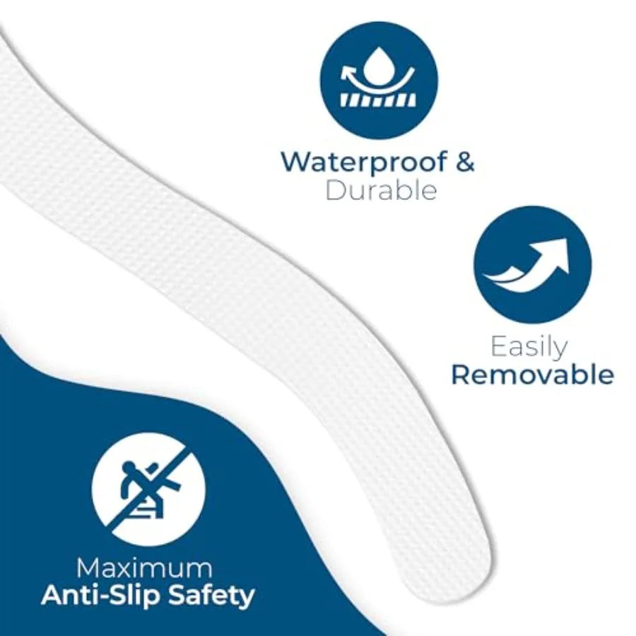 Anti-Slip Shower Stickers by S And B Enterprise; white non-slip bath strips with strong adhesive for tub and shower.