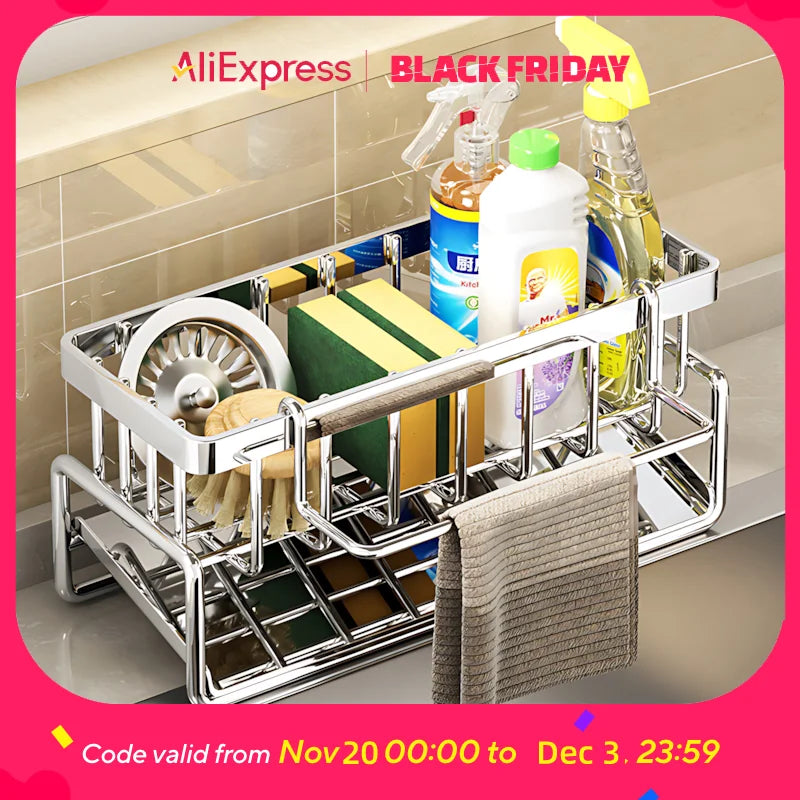 Over-Sink Kitchen Organizer - Sponge Holder & Drying Rack with Faucet Mount, Space-Saving Storage for Sponges and Brushes by S And B Enterprise