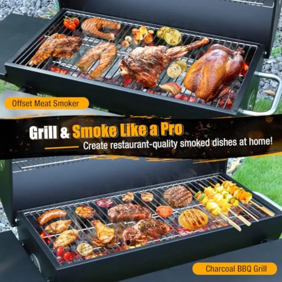 SHXI Charcoal BBQ Grill With Side Table For Backyard Grilling by S And B Enterprise