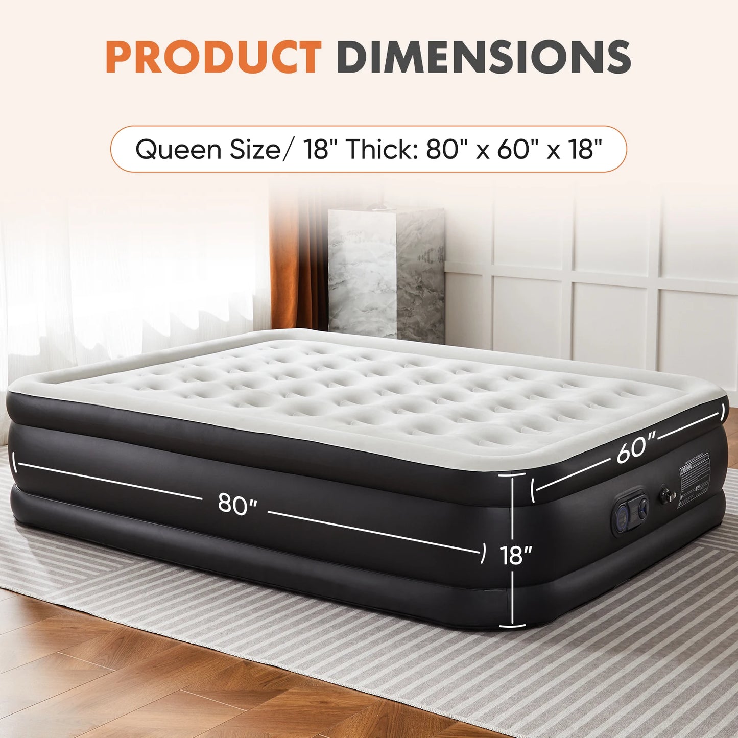 NONECN Air Mattress With Built-In Pump For Home Camping