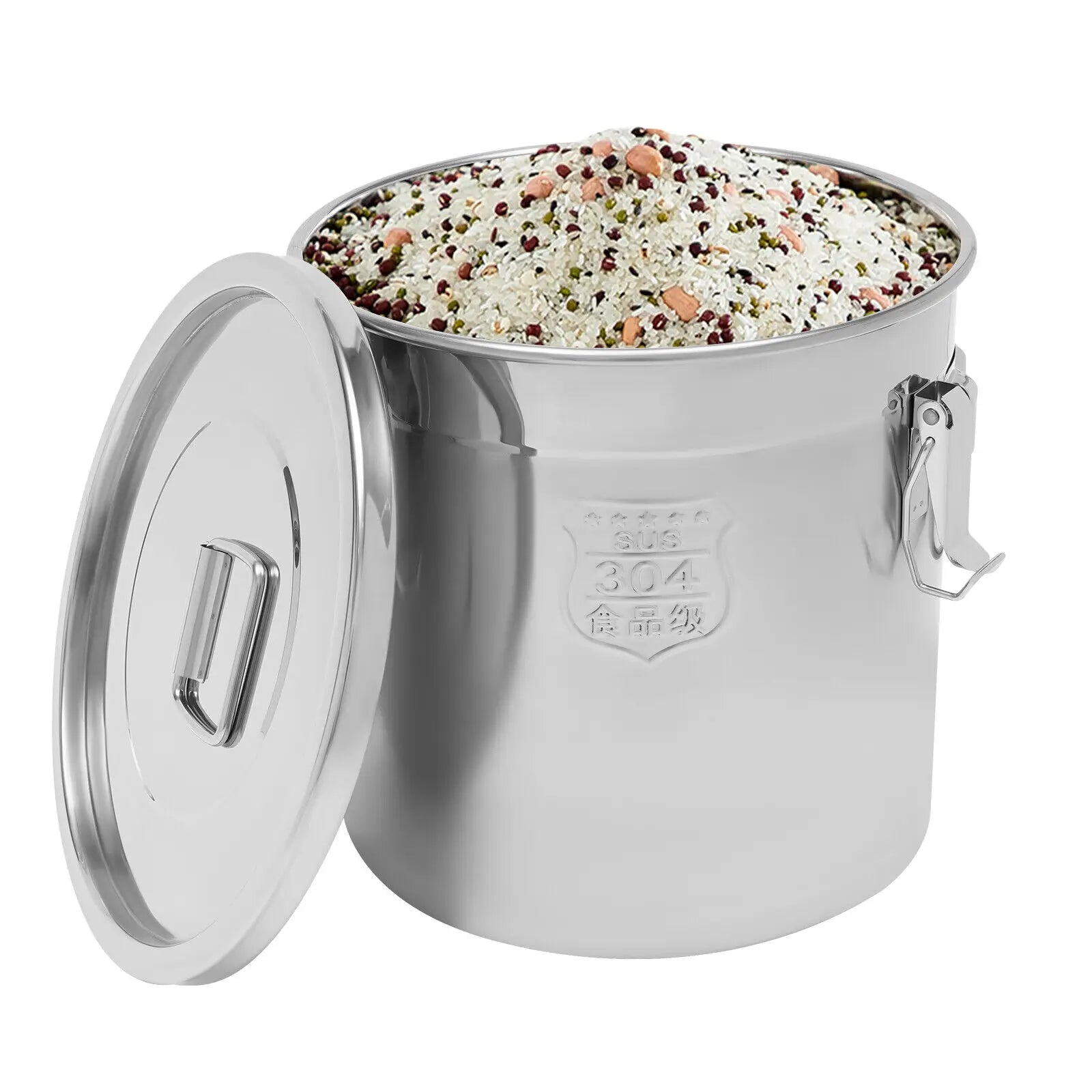 21L/33L Airtight Rice Bucket Canister Food Storage Container 304 Stainless Steel by S And B Enterprise