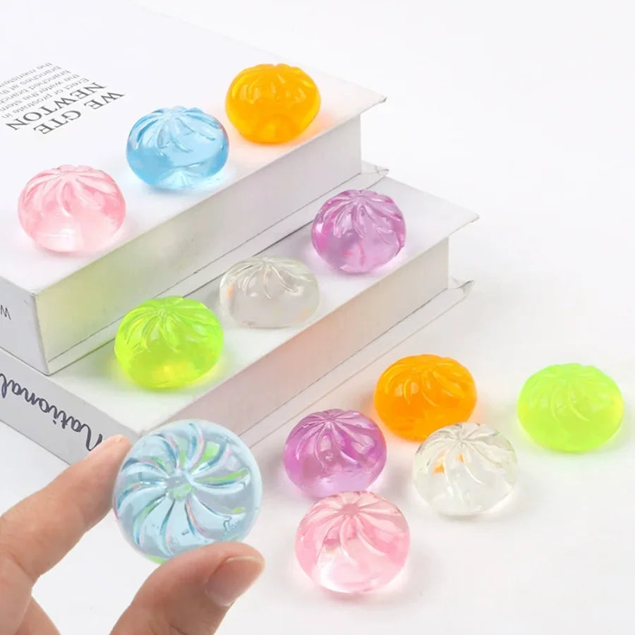 5Pcs Mini Dumplings with Steamer Bun Squeezable Toys Set Soft Stress Relief Crystal Squishy Fidget Sensory Toy Party Favors Gift by S And B Enterprise