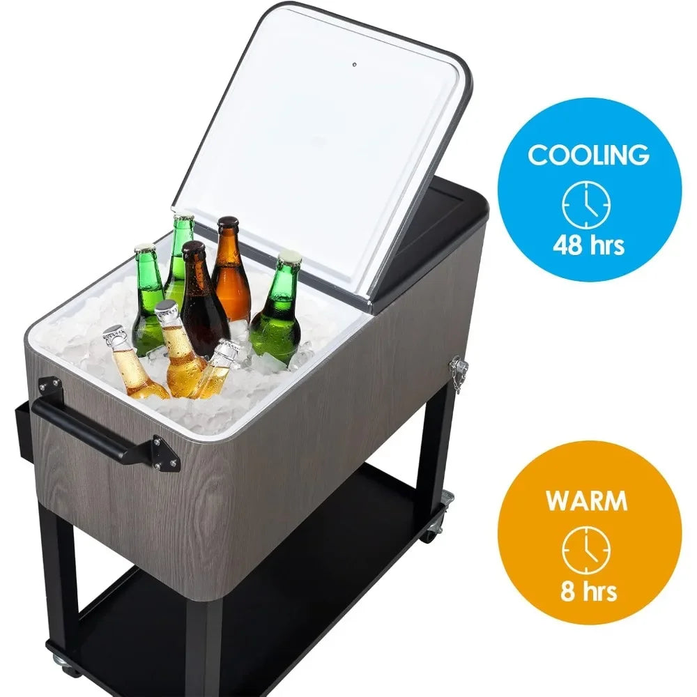 JIYU Rolling Ice Chest On Wheels Outdoor Patio Cooler by S And B Enterprise