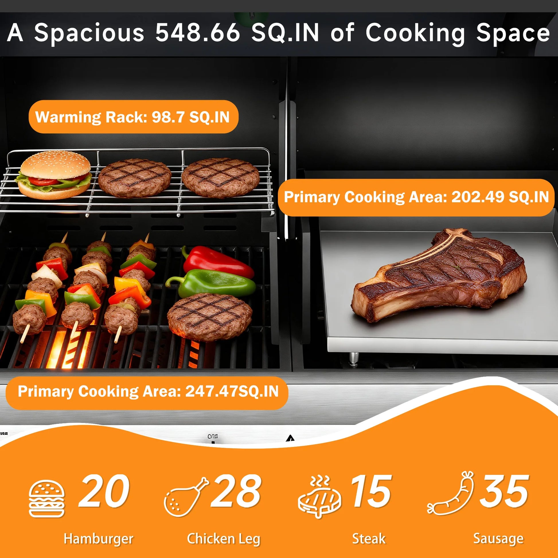 Gas Grill & Flat Top Griddle Combo 54,000 BTU Dual Cooking System,5-Burner Grill Stove Stainless Steel Panel,for Outdoor Cooking by S And B Enterprise