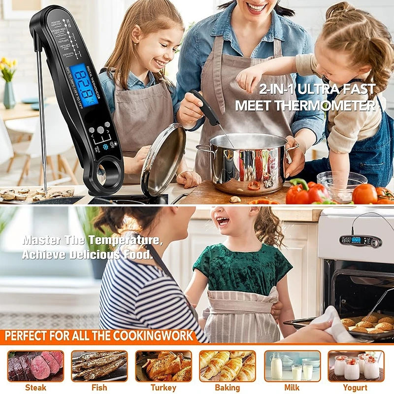 BBQ meat thermometer with 2 probes, digital display, black finish by S And B Enterprise