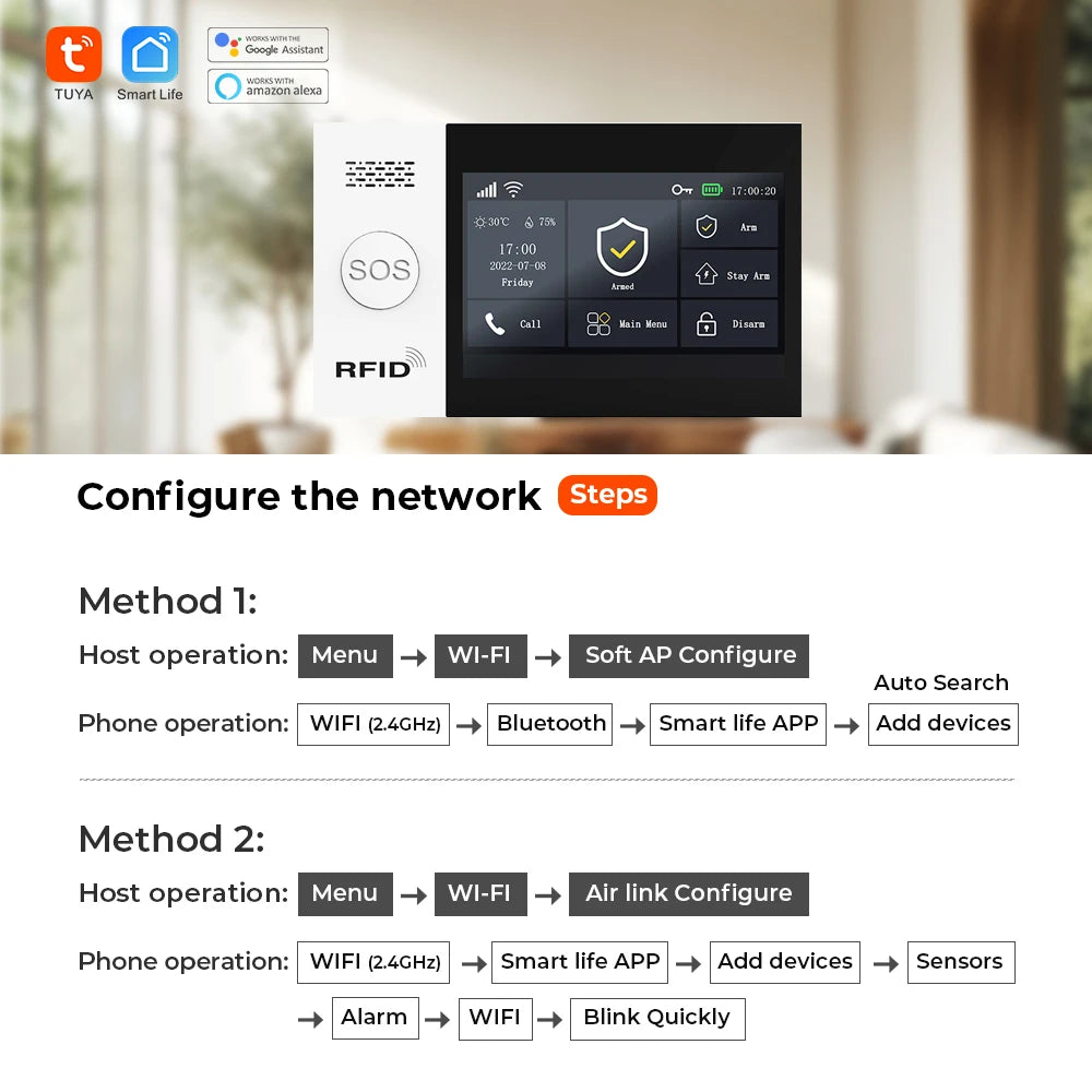 PGST No Monthly Fee Wireless Home Security System 4G WiFi