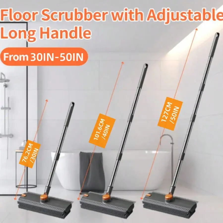 Floor Scrub Brush With Long Handle, 3 In 1 Scrape And Heavy-Duty Stiff Bristle Floor Scrubber Brush With Squeegee And Tweezer For Cleaning Tile Wall Deck Bathroom Patio Garage Kitchen