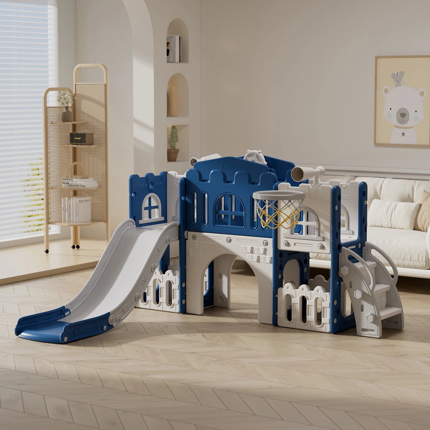 8 In 1 Toddler Slide Indoor Playground Playset