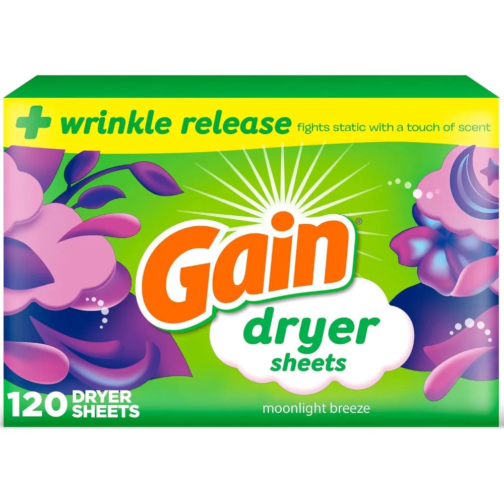 dryer sheets Plus Wrinkle Release, Moonlight Breeze Scent, 120 Count, Fights static with a touch of scent, laundry sheets by S And B Enterprise