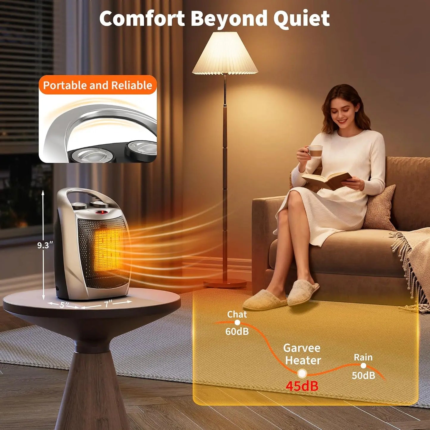 Acekool Portable Ceramic Heater and Fan With Thermostat