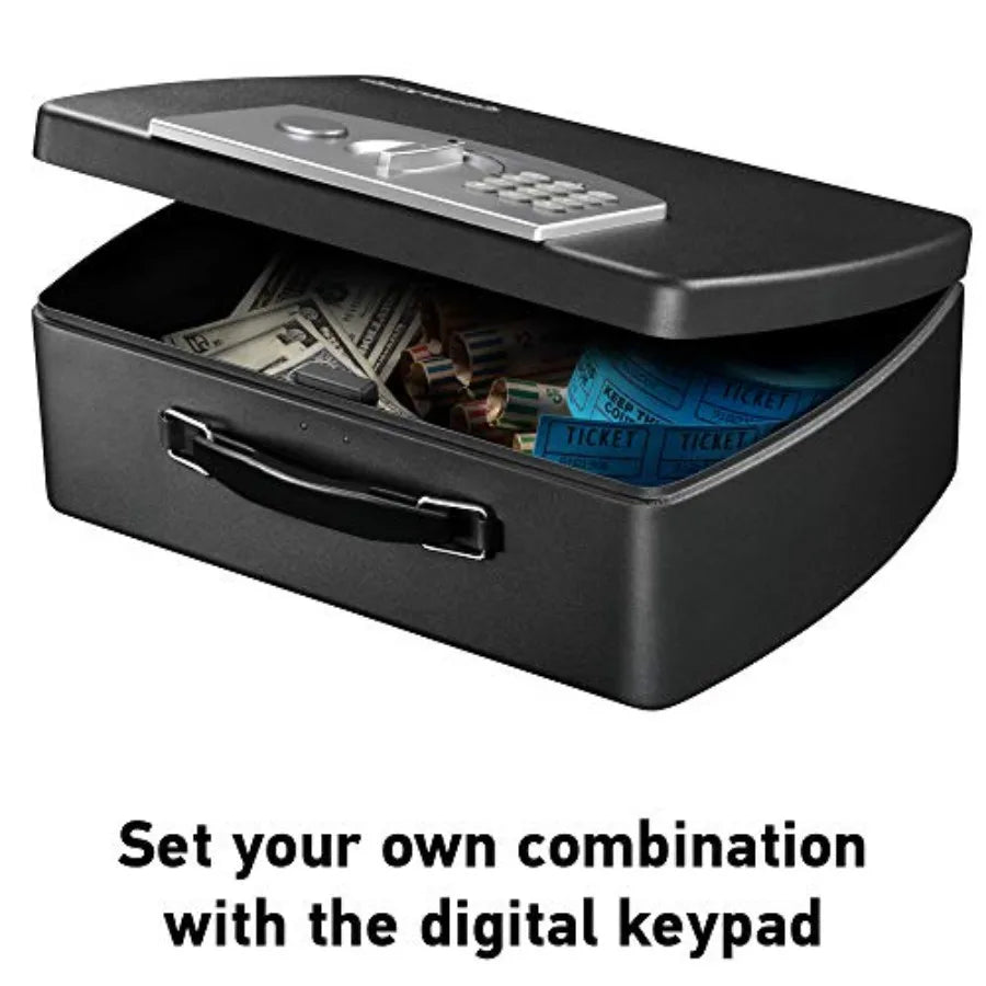Portable Safe Box With Digital Keypad Lock And Carrying Handle