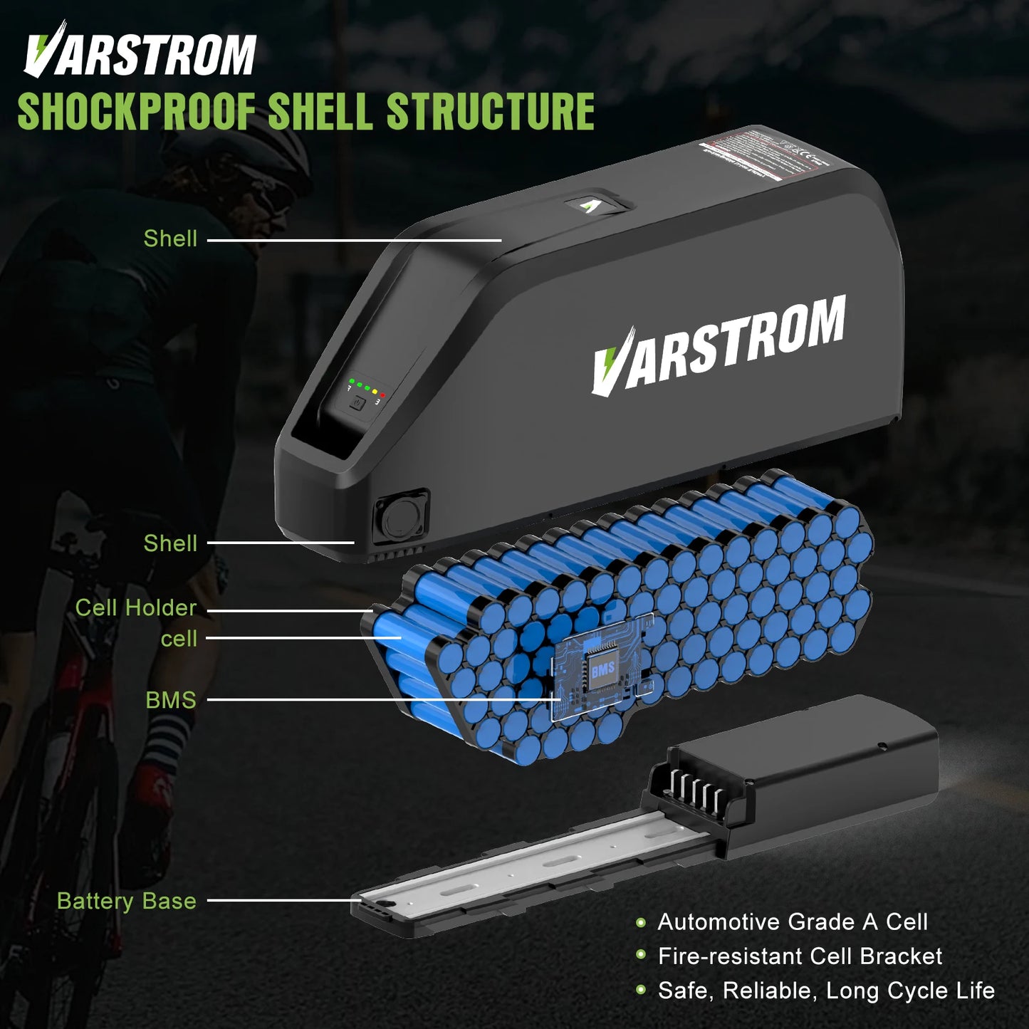 US Direct Hailong Battery Pack 48V 40A BMS Downtube 21700