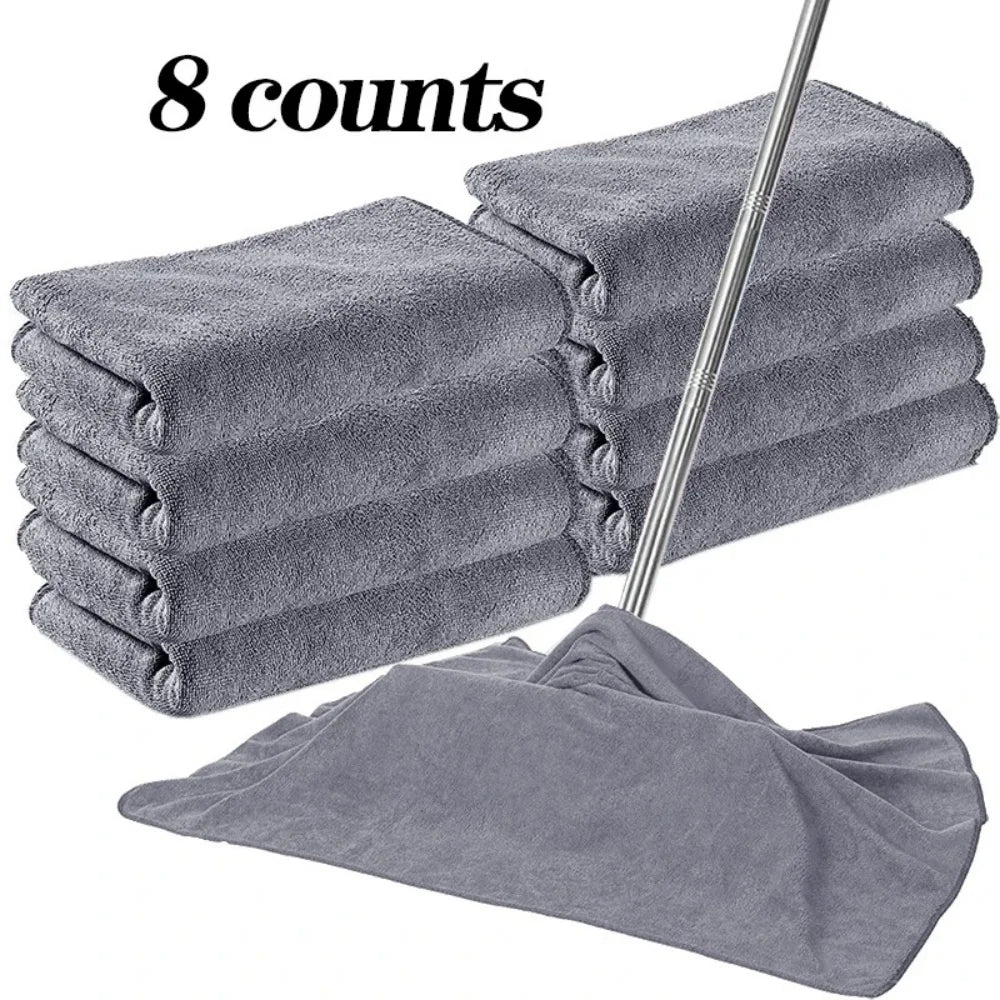 8-count large gray microfiber cleaning cloths by S And B Enterprise for floors, kitchen, and windows