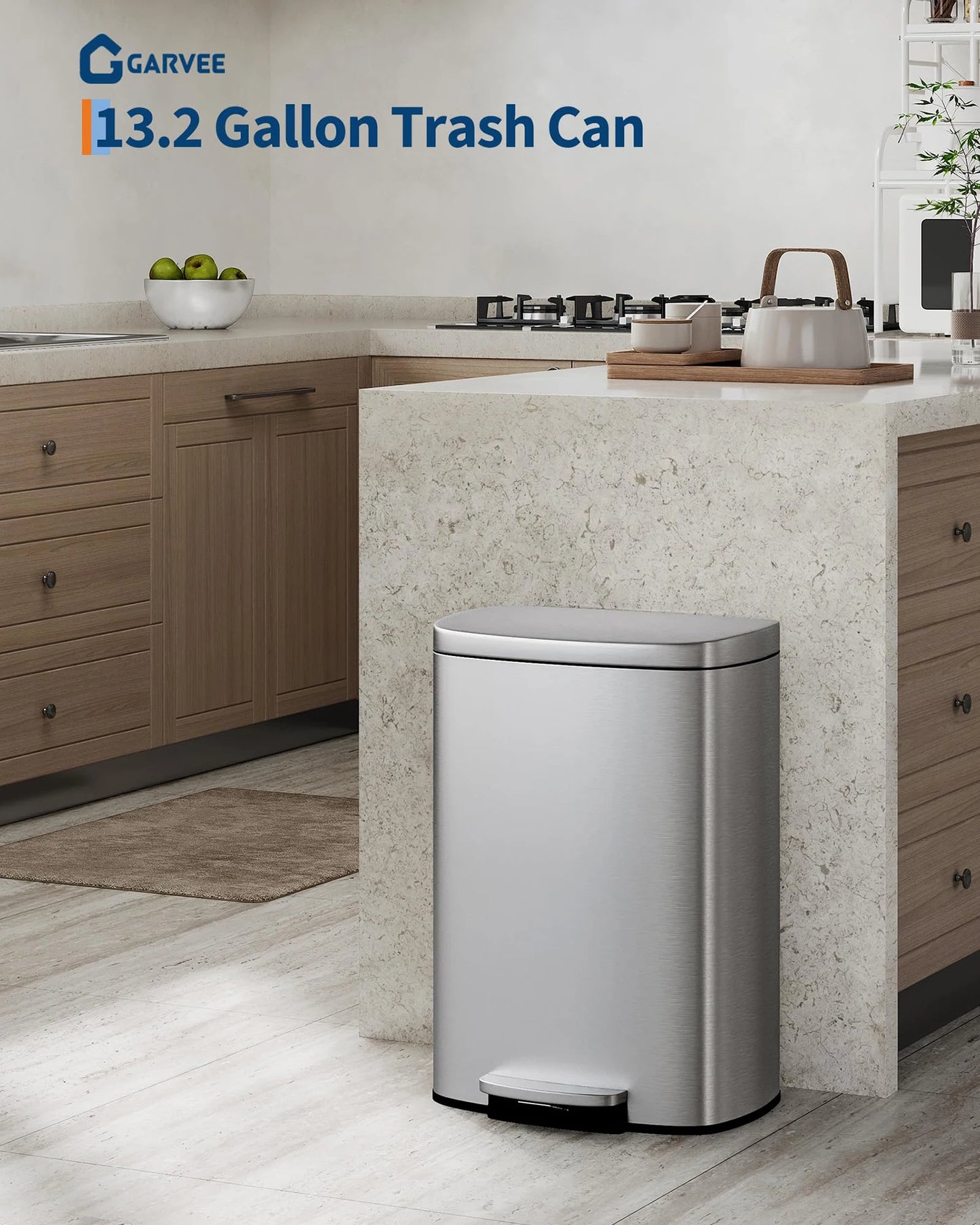 Twister Stainless Steel Step-On Trash Can Duo For Kitchen Bathroom