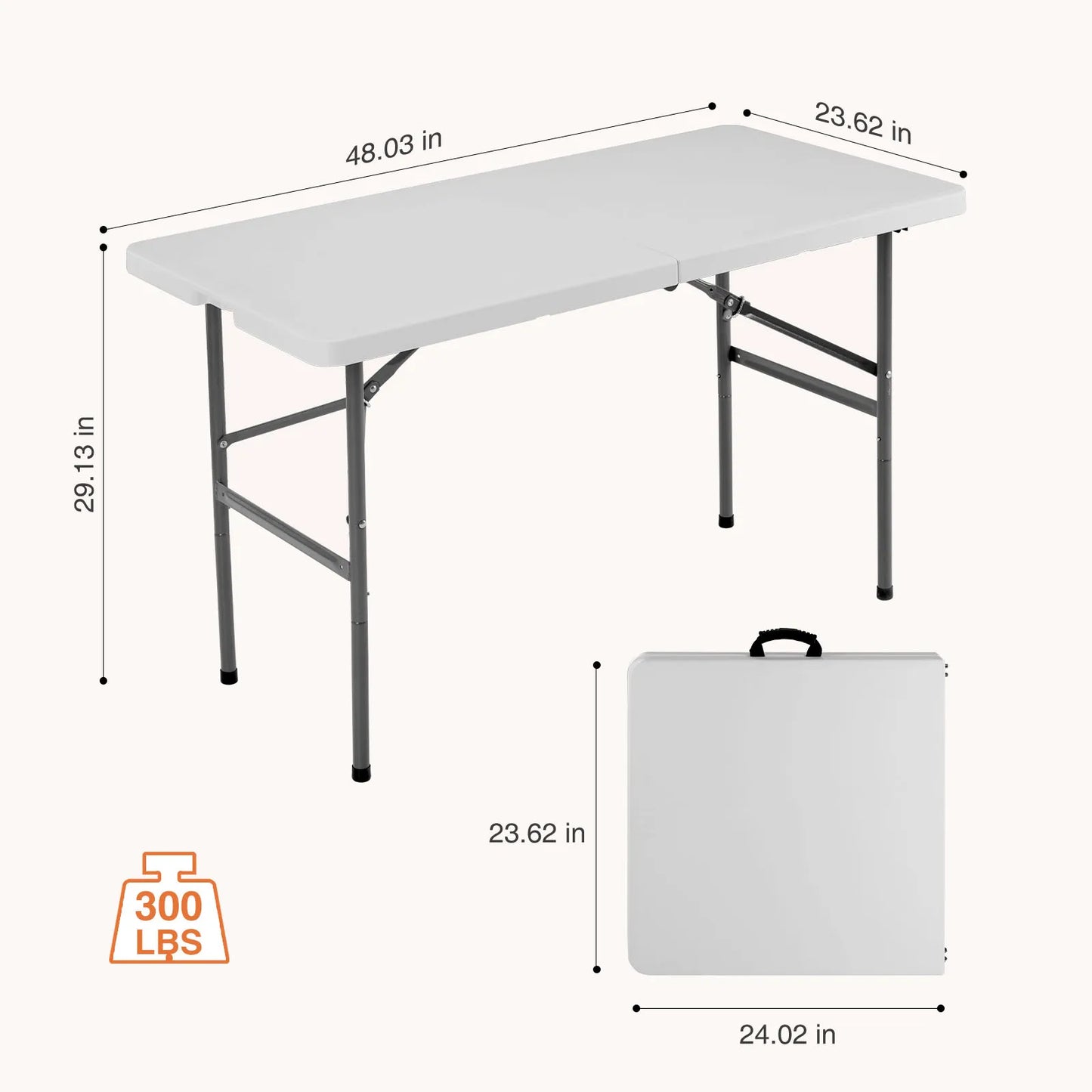 JHK Plastic Portable Folding Table With Carrying Handle Safety Lock