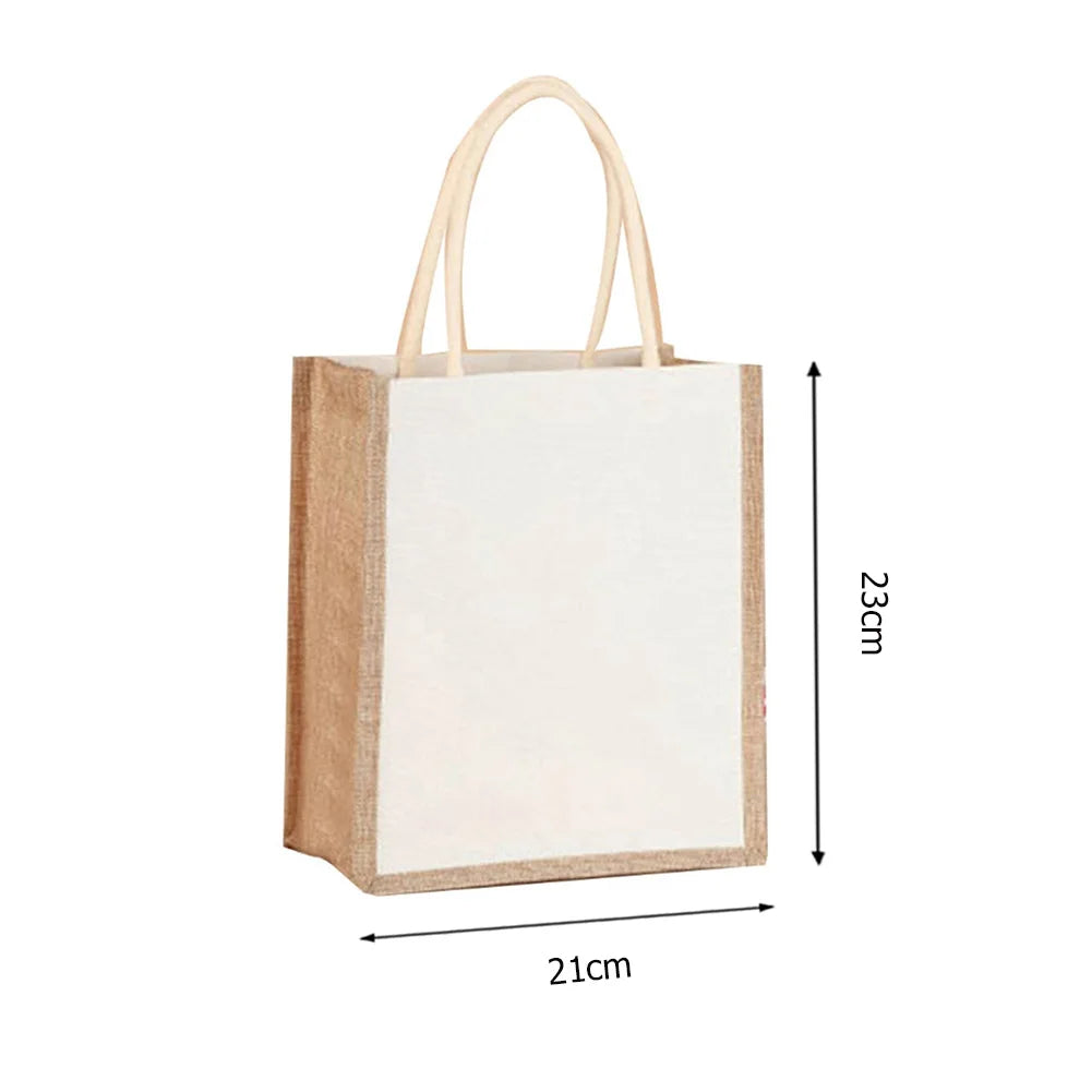 Alloet Burlap Jute Tote Bag Casual Reusable Shopping Bag