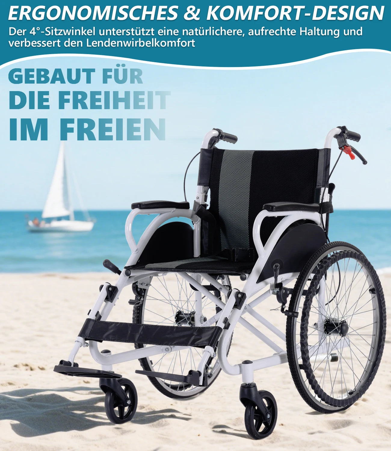 BROOBEY Lightweight Travel Wheelchair Foldable Hand Push