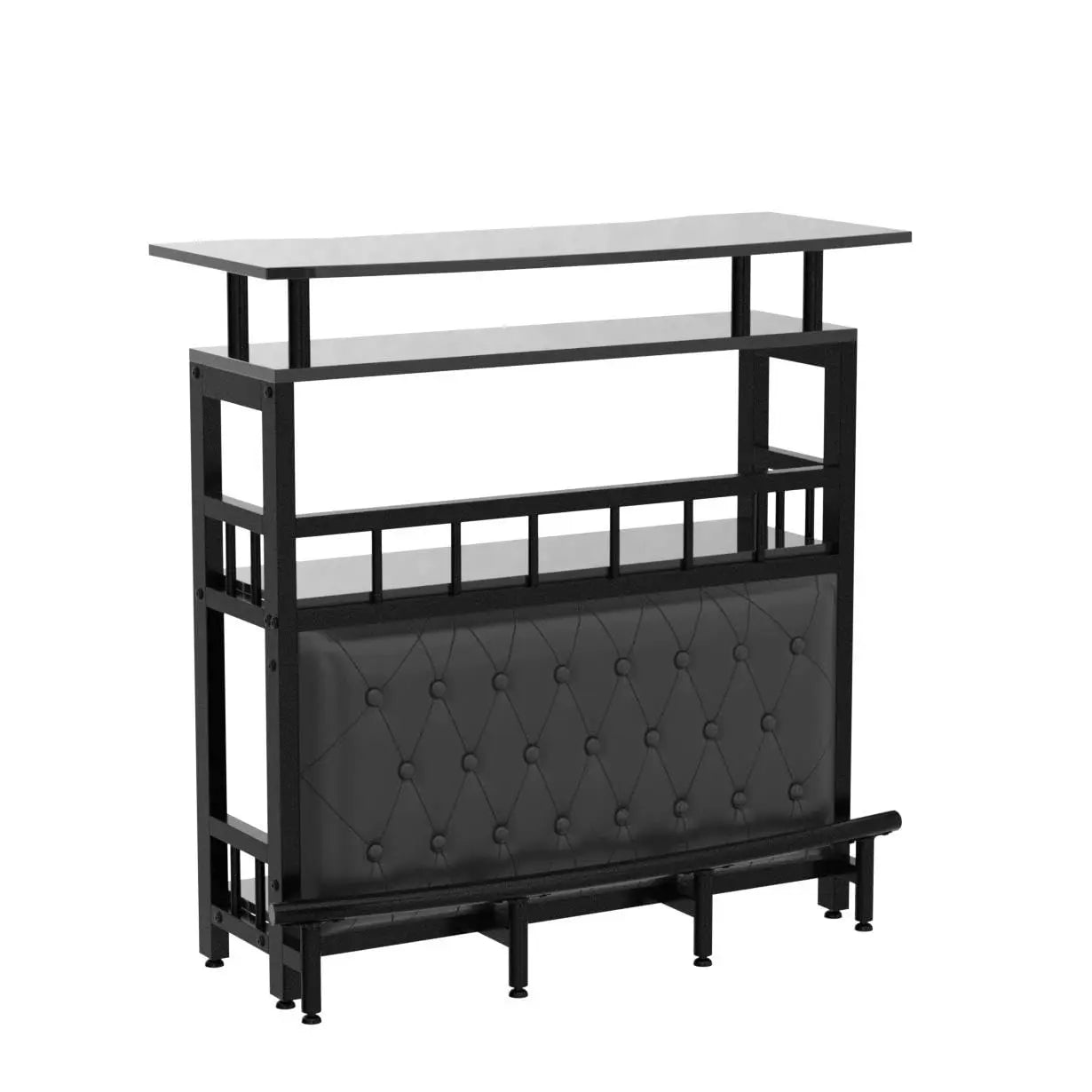 Contemporary Bar Table With Storage And Upholstered Footrest