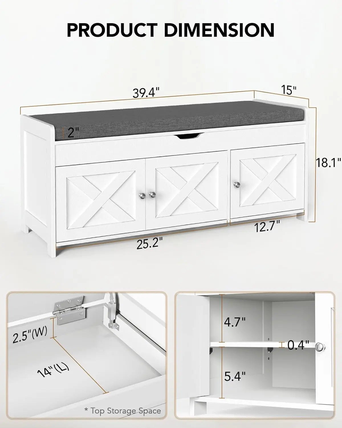 Shoe Storage Bench With Cushioned Seat And Lift Top by S And B Enterprise